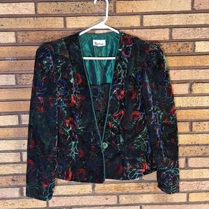 Vintage Patra Size 10 Velvet Floral Blazer